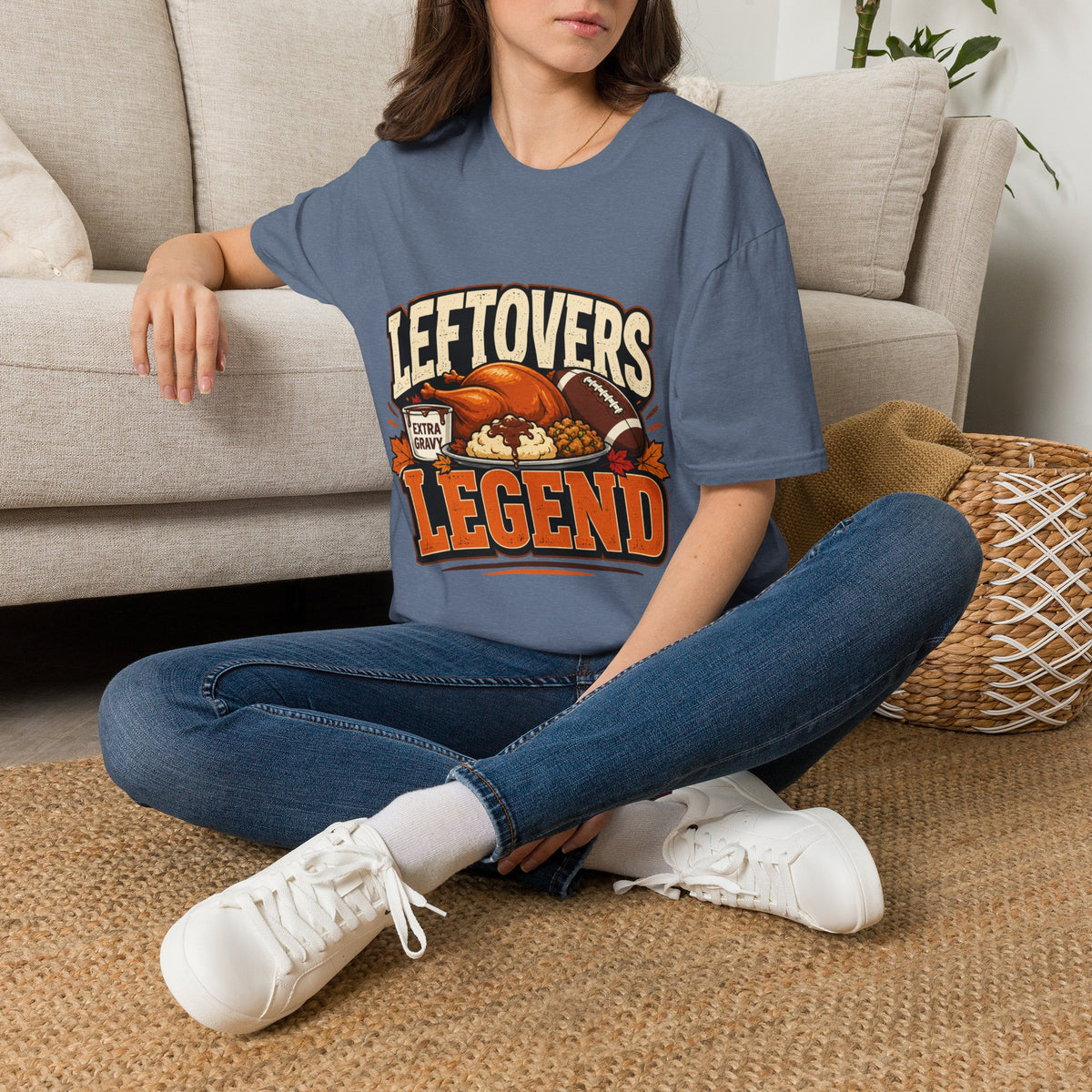 Thanksgiving T-Shirt Leftovers Legend T-Shirt — Thanksgiving Football Turkey Graphic Tee