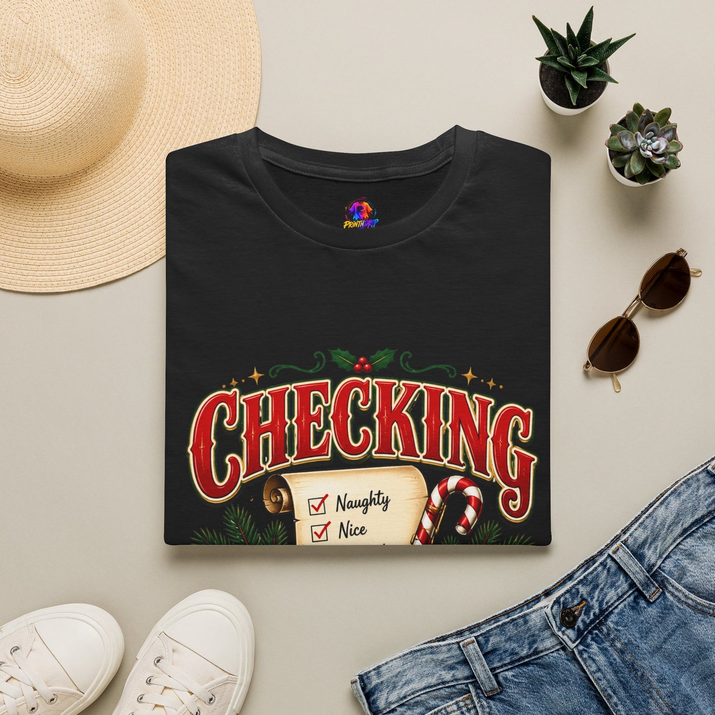Checking It Twice Christmas T-Shirt — Naughty or Nice Holiday Tee