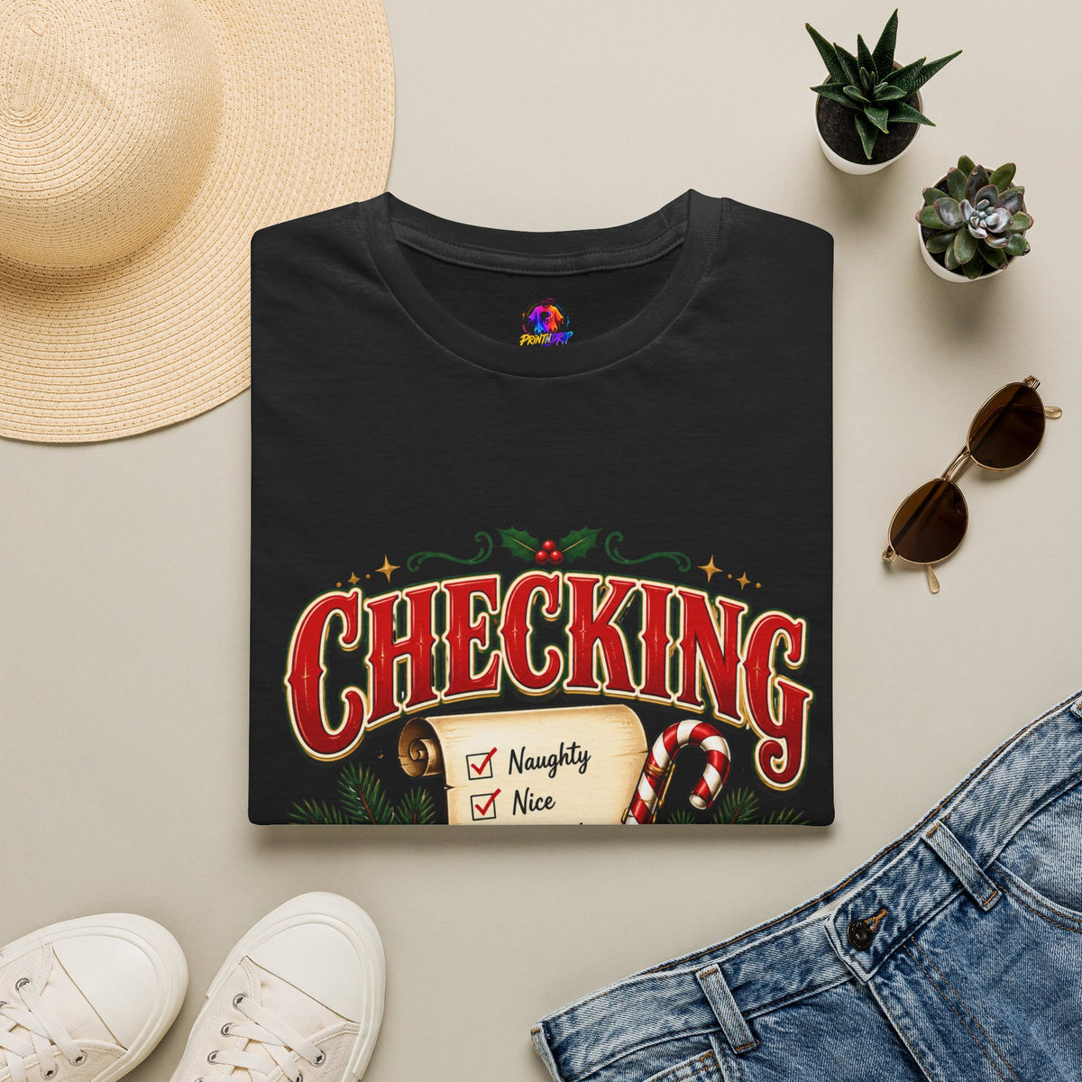Checking It Twice Christmas T-Shirt — Naughty or Nice Holiday Tee
