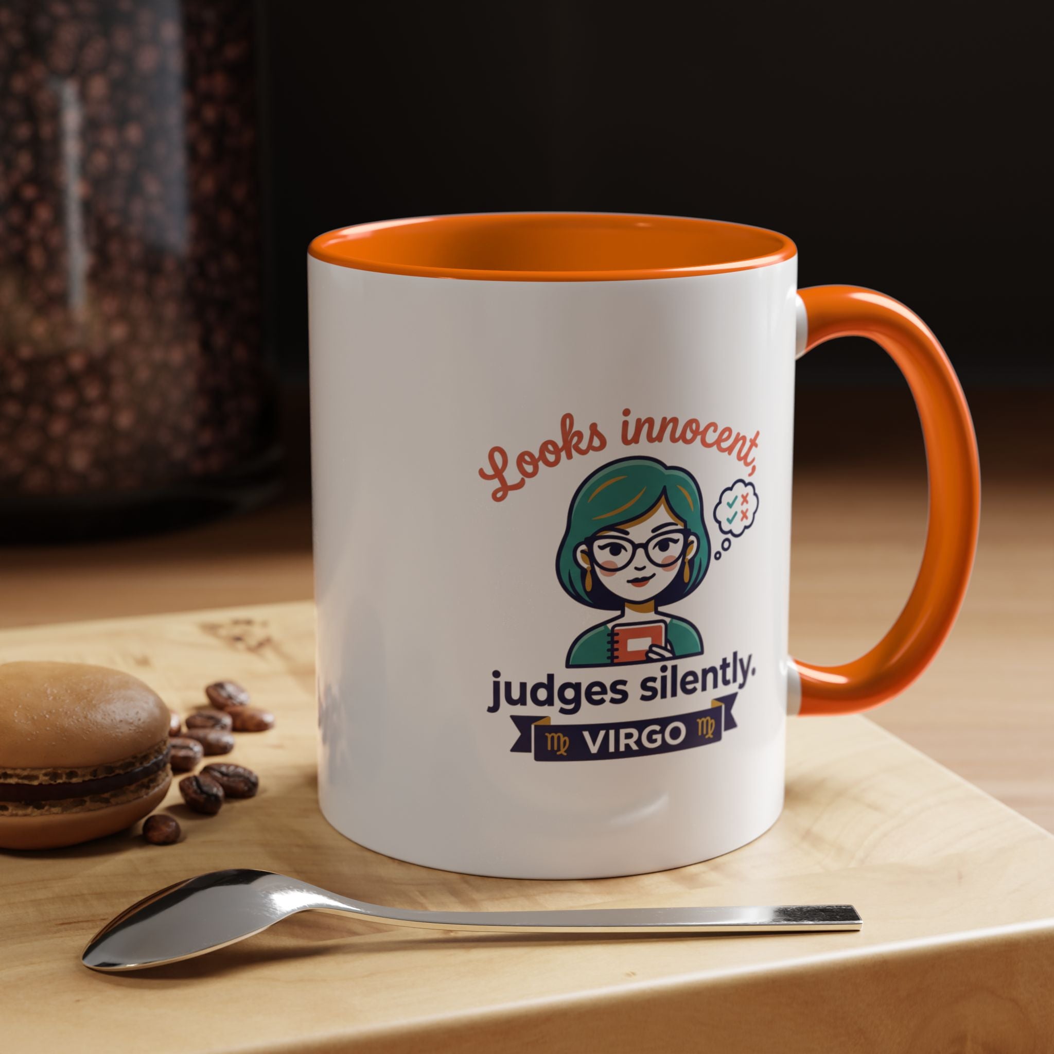 Virgo Accent Coffee Mug - "Looks Innocent, Judges Silently" Zodiac Astrology Gift