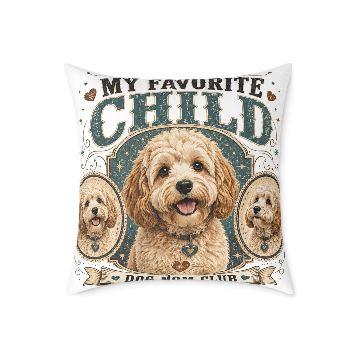 Milo Bailey Dog Dad Mom Square Pillow — "My Favorite Child" Dog Face Throw Pillow (Funny Pet Mom Gift)