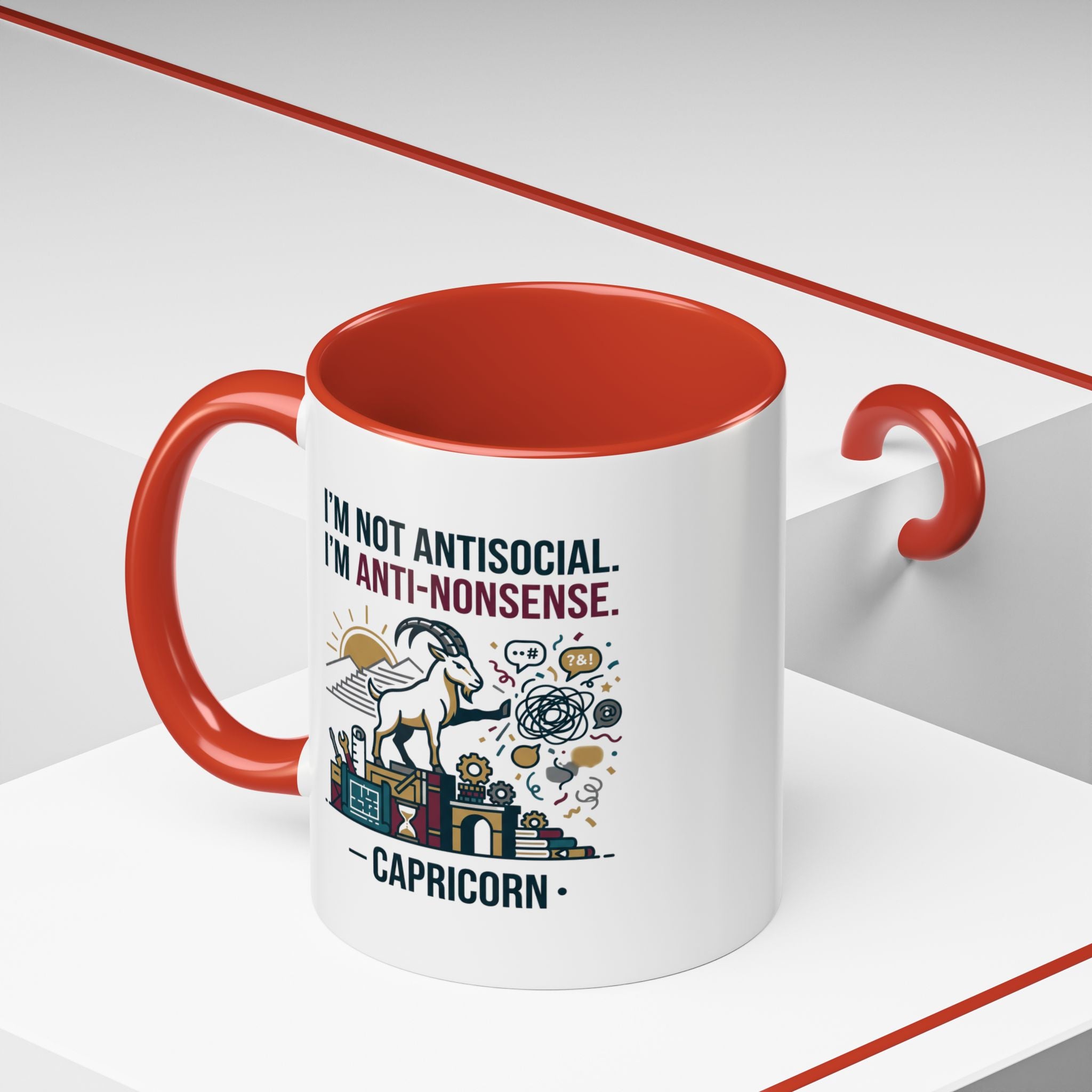 Capricorn Coffee Mug — "I'm Not Antisocial, I'm Anti-Nonsense" Accent Mug