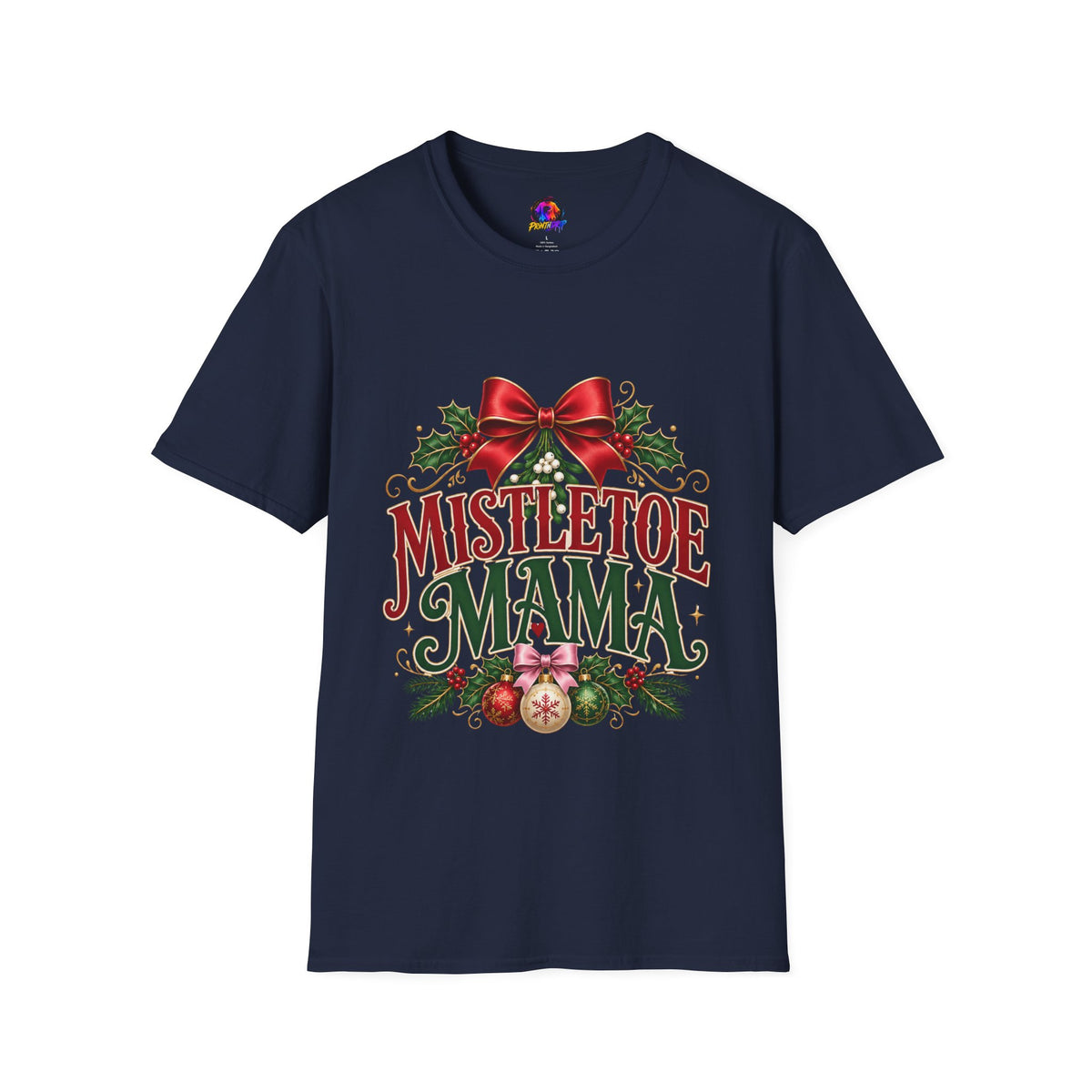 Mistletoe Mama T-Shirt — Festive Christmas Holiday Tee with Bow & Holly