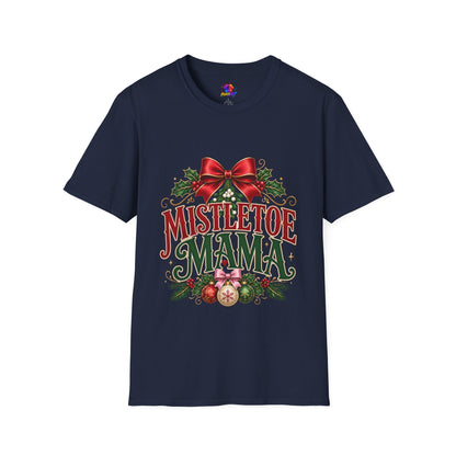 Mistletoe Mama T-Shirt — Festive Christmas Holiday Tee with Bow & Holly