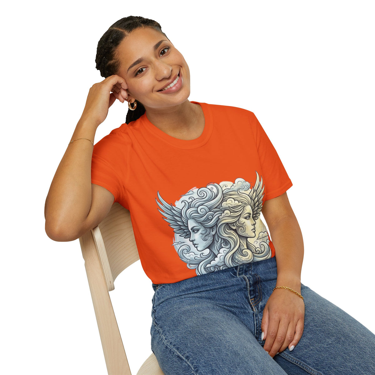 Mythic Moon & Sun Faces T-Shirt — Celestial Duality Graphic Tee