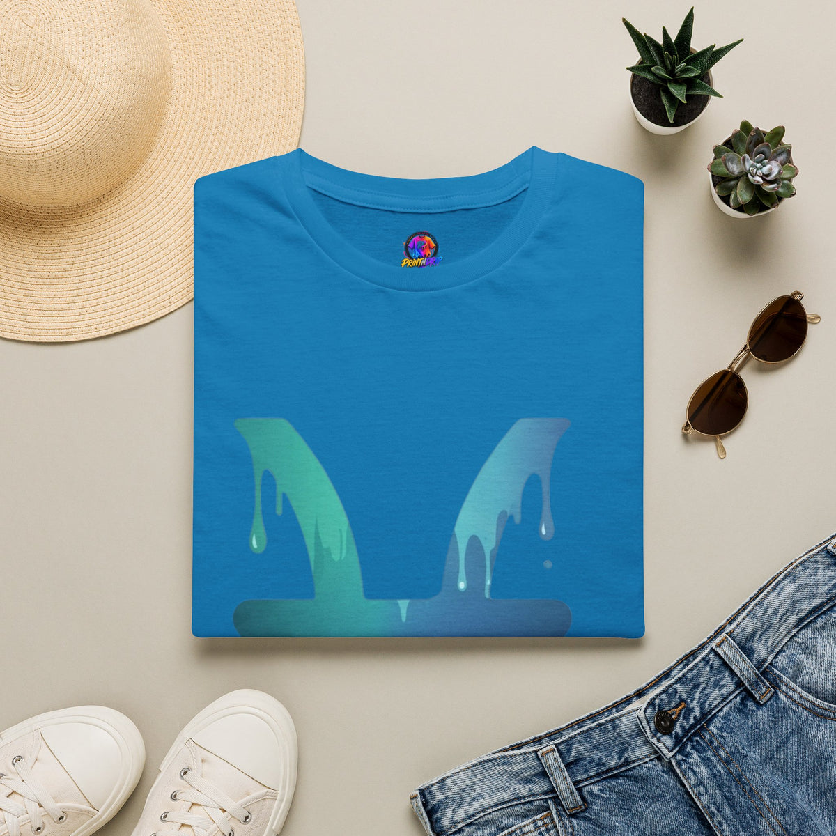 Pisces Drip Zodiac T-Shirt — Blue Gradient Astrological Tee