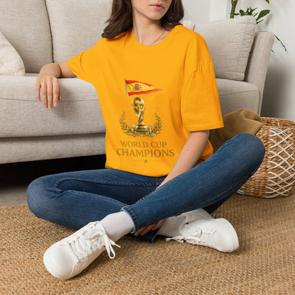 Spain World Cup Champions T-Shirt — Spanish Flag & Trophy Soccer Tee