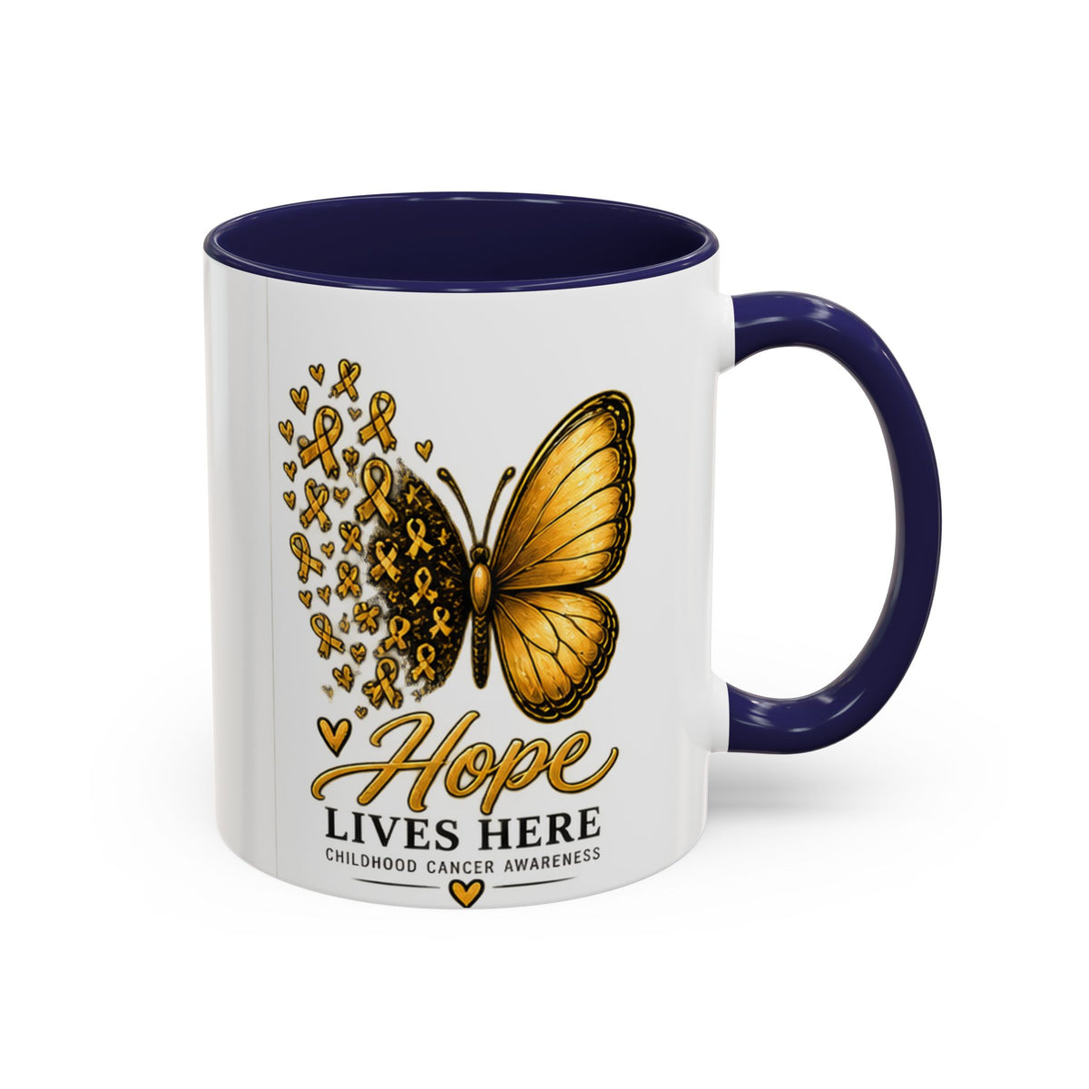 Hope Lives Here Childhood Cancer Awareness Accent Coffee Mug