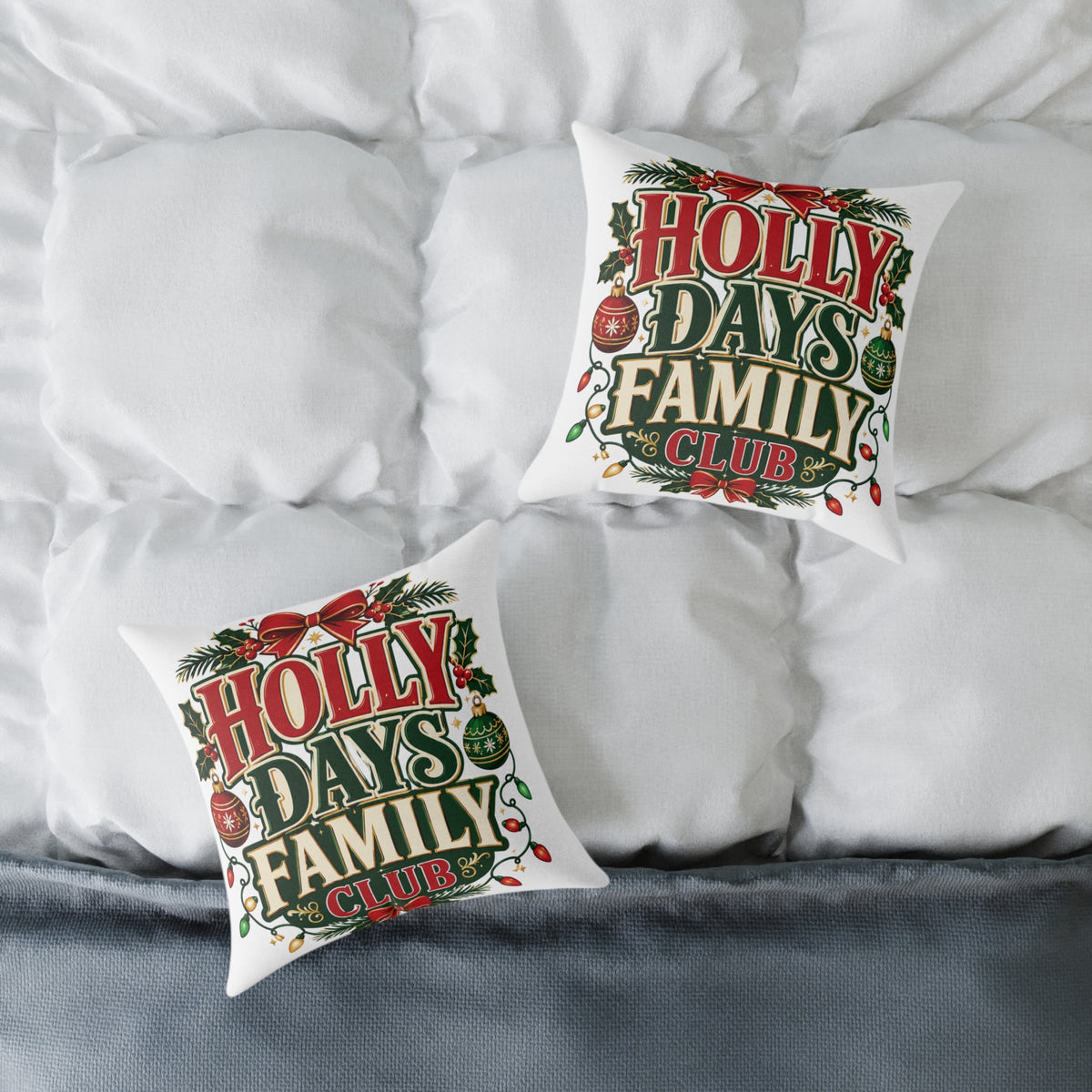 Holly Days Family Club Christmas Throw Pillow