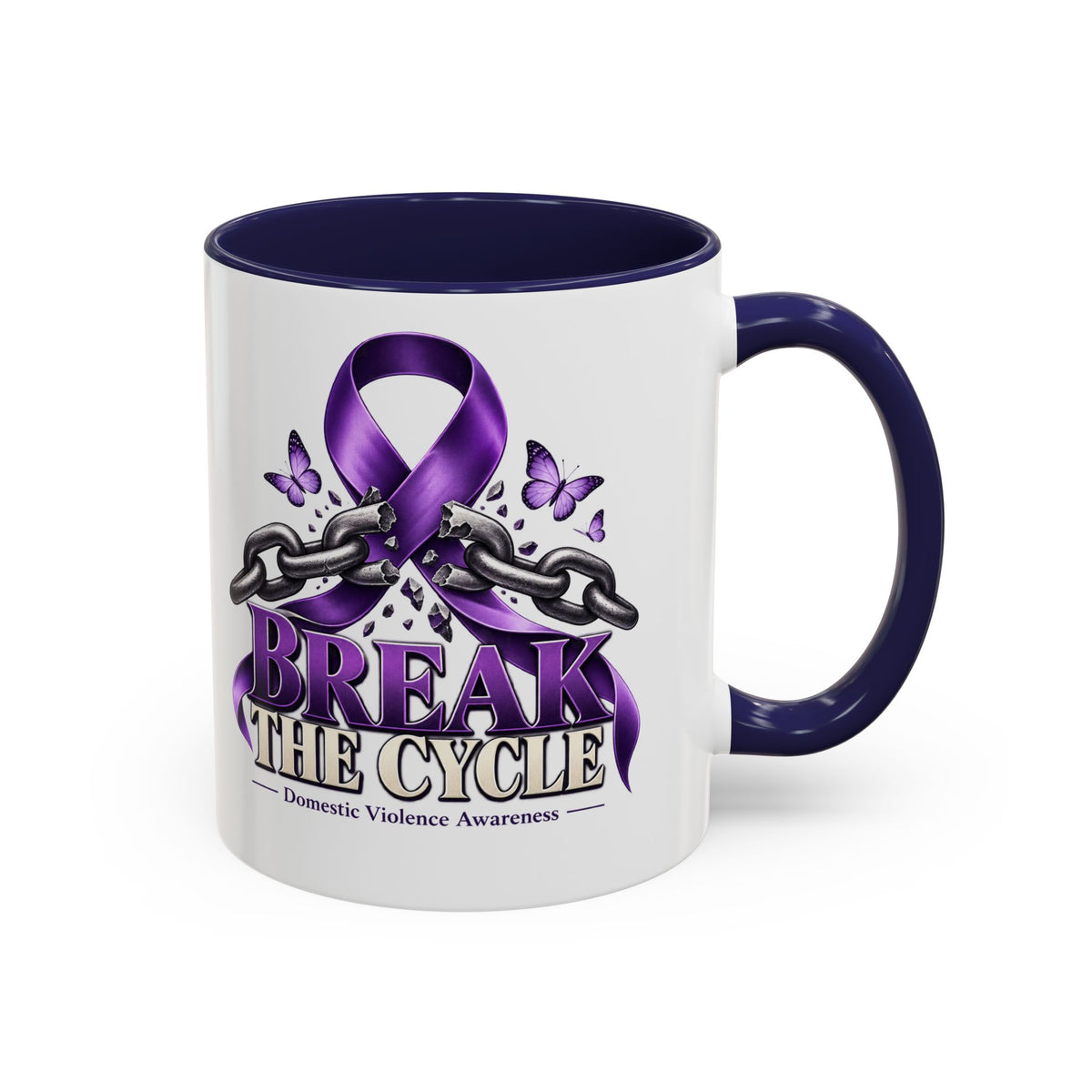 Break the Cycle Coffee Mug – Domestic Violence Awareness Purple Ribbon (11/15oz)