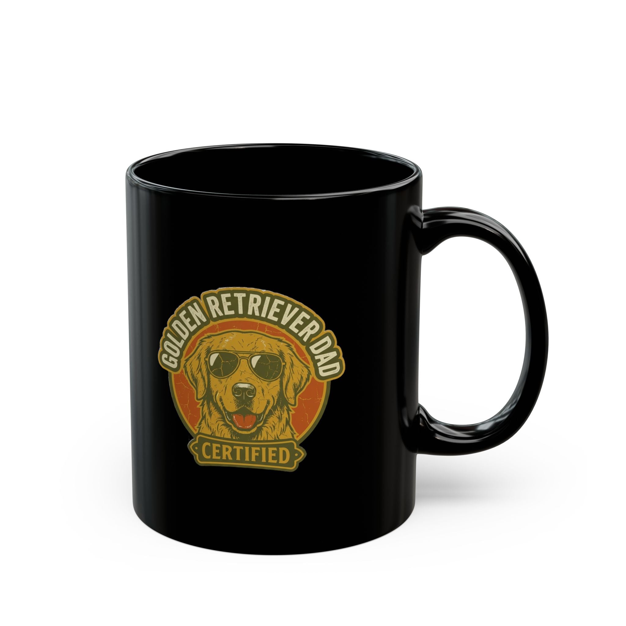 Funny Golden Retriever Dad Ceramic Mug — “Certified” Dog Dad Coffee Cup