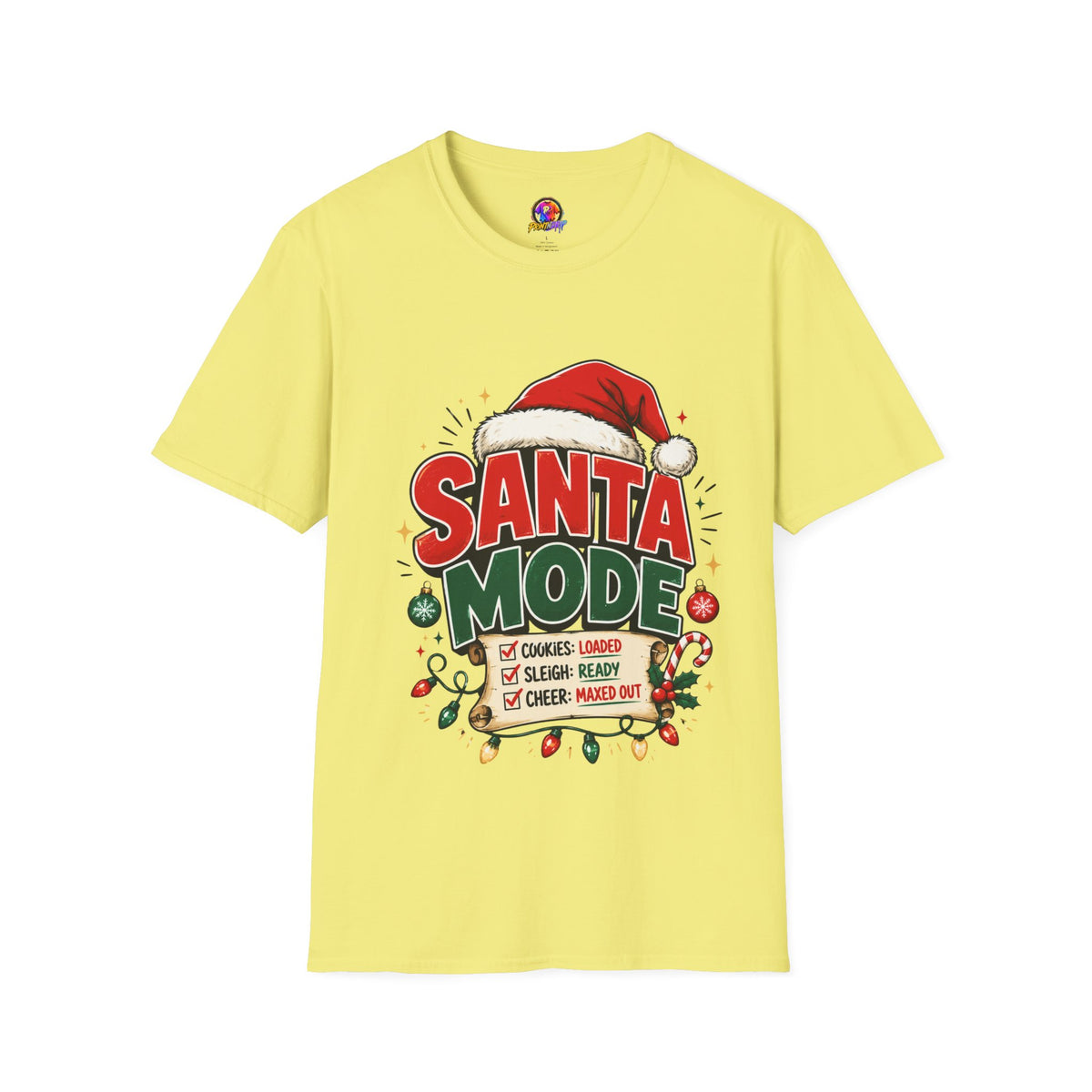 Santa Mode T-Shirt — Holiday Christmas Graphic Tee with Santa Hat