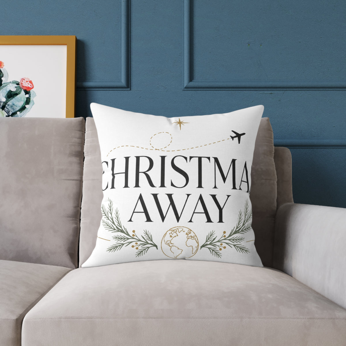 Christmas Holiday Travel Pillow | "Christmas Away" Decorative Throw Cushion