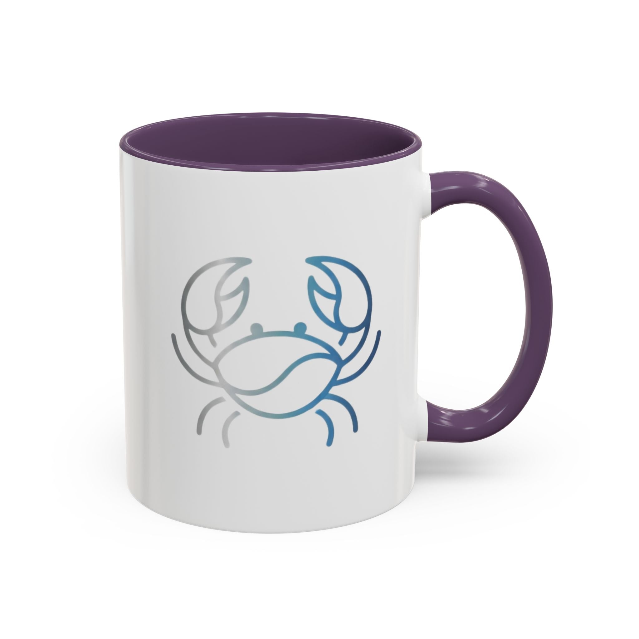 Crab Accent Coffee Mug — Minimal Coastal Zodiac Crab Design