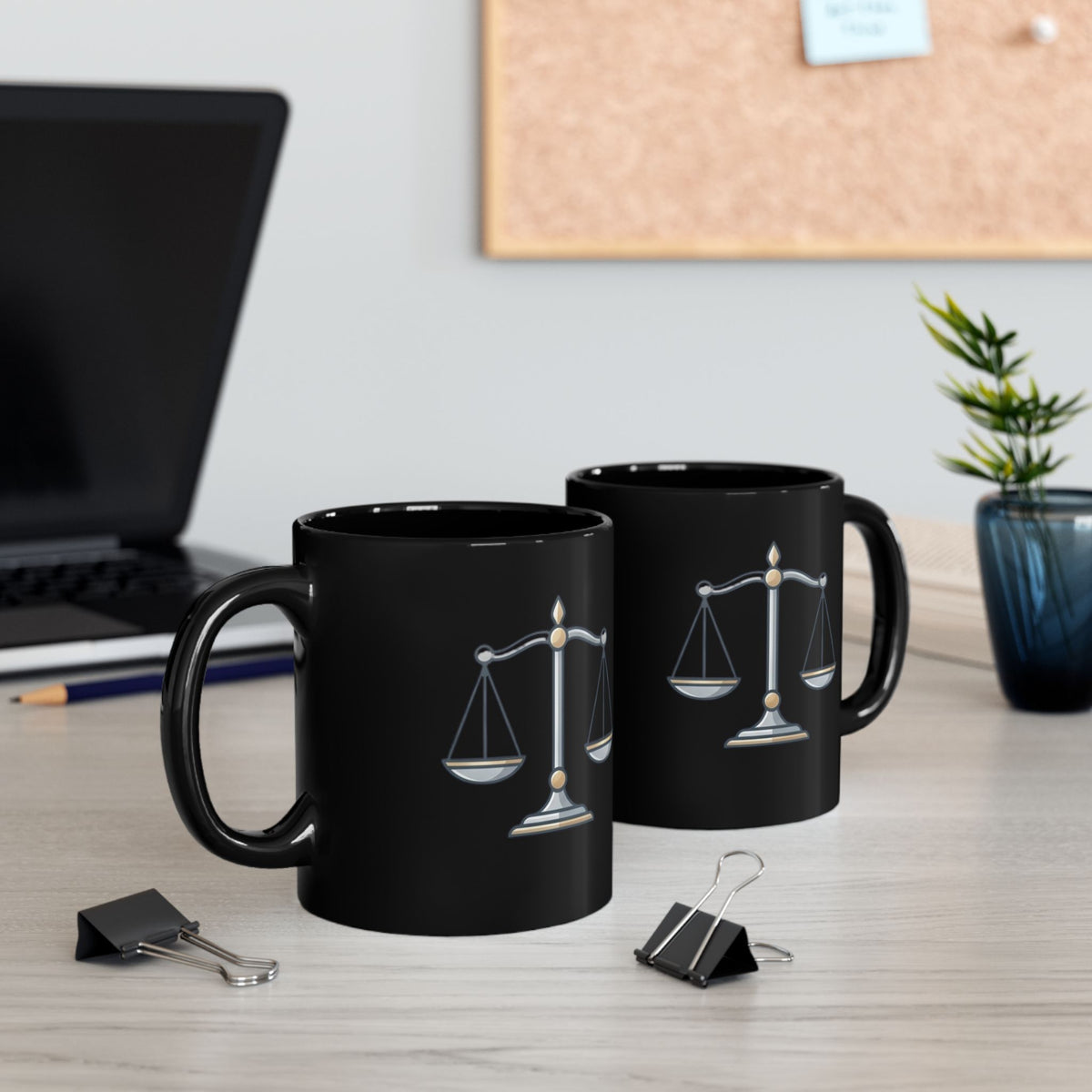 Libra Zodiac Libra Scales Black Coffee Mug — Zodiac Balance Astrology Gift