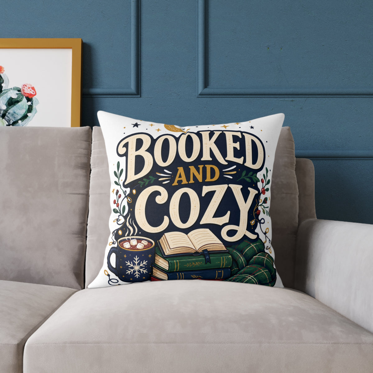 Modern Day Christmas Booked And Cozy Square Pillow