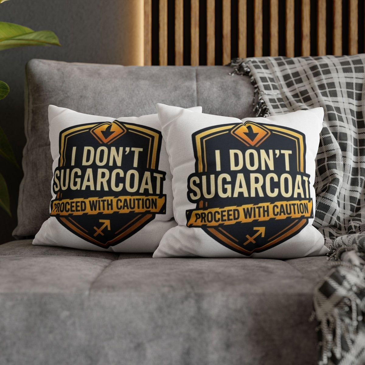 Sagittarius Throw Pillowcase — “I Don’t Sugarcoat — Proceed With Caution” Decorative Accent Pillow
