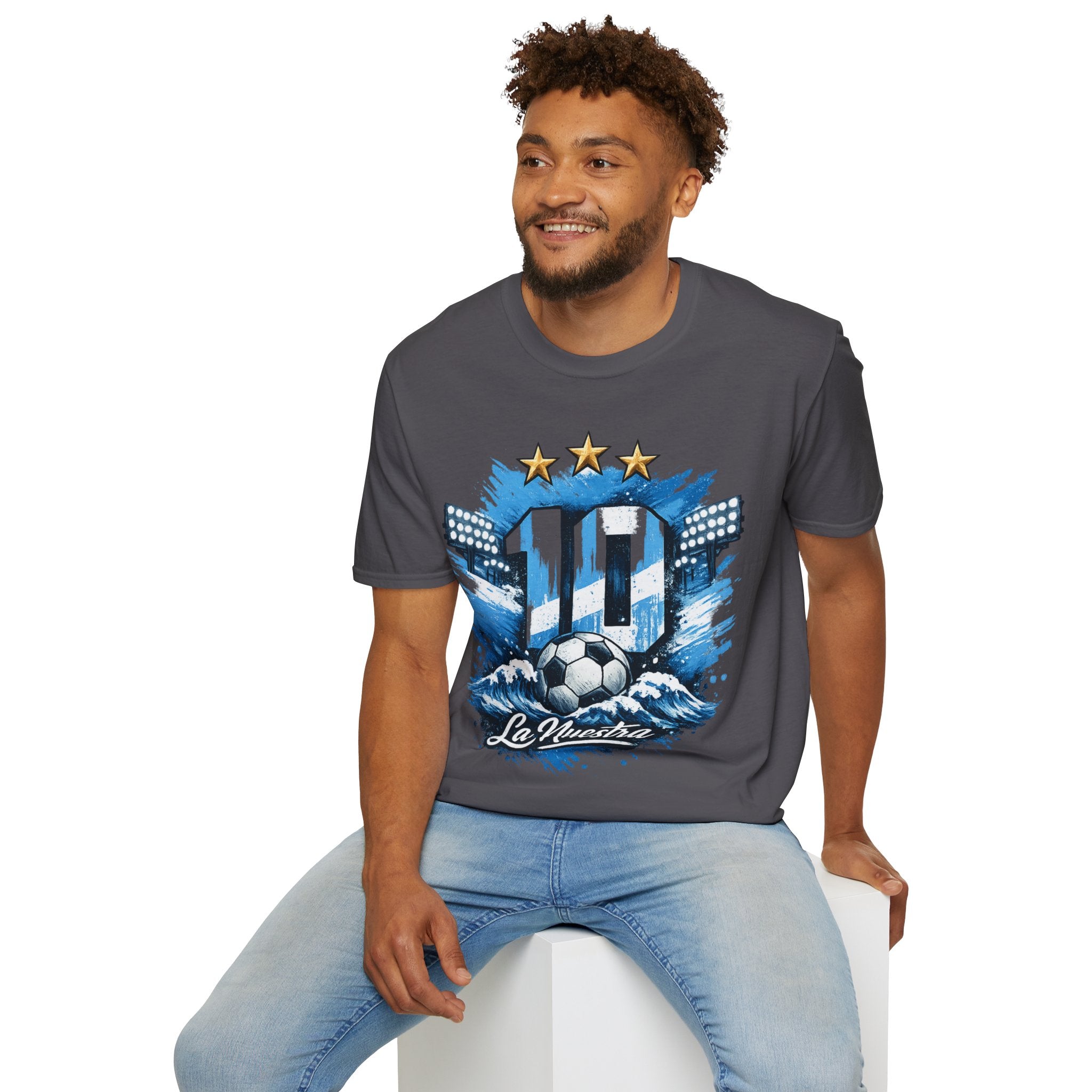 Argentina Soccer Fan T-Shirt — 'La Nuestra' #10 Jersey Design