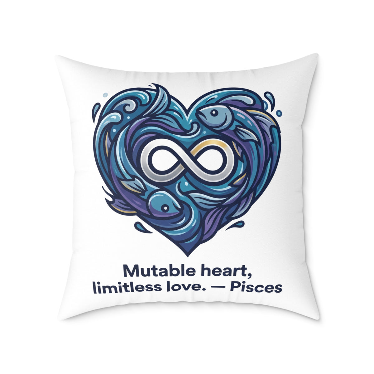 Pisces Zodiac Mutable Heart Limitless Love Square Poly Canvas Pillow