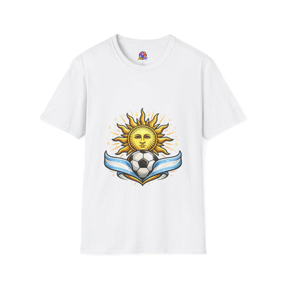 Argentina Sun Face Soccer T-Shirt — Retro Celestial Football Tee