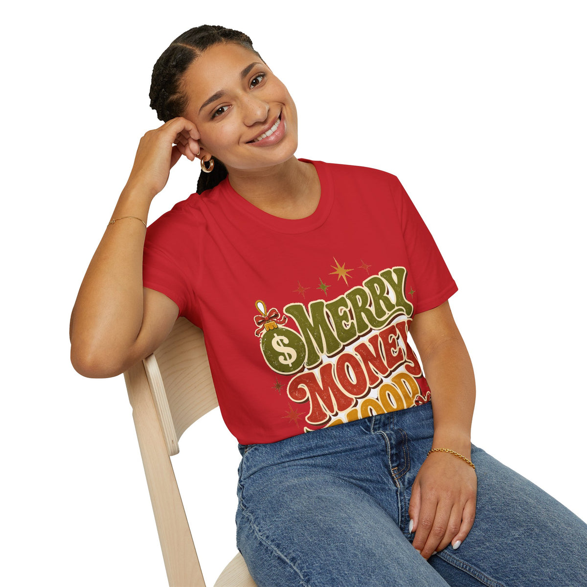 Merry Money Mood T‑Shirt — Retro Holiday Graphic Tee