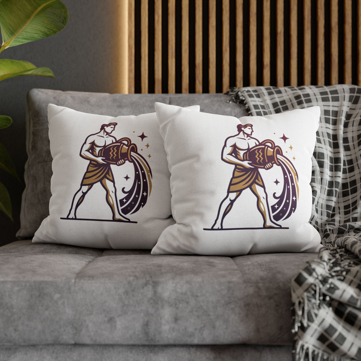 Zodiac Aquarius Pillowcase – Astrological Water-Bearer Decorative Throw Pillow