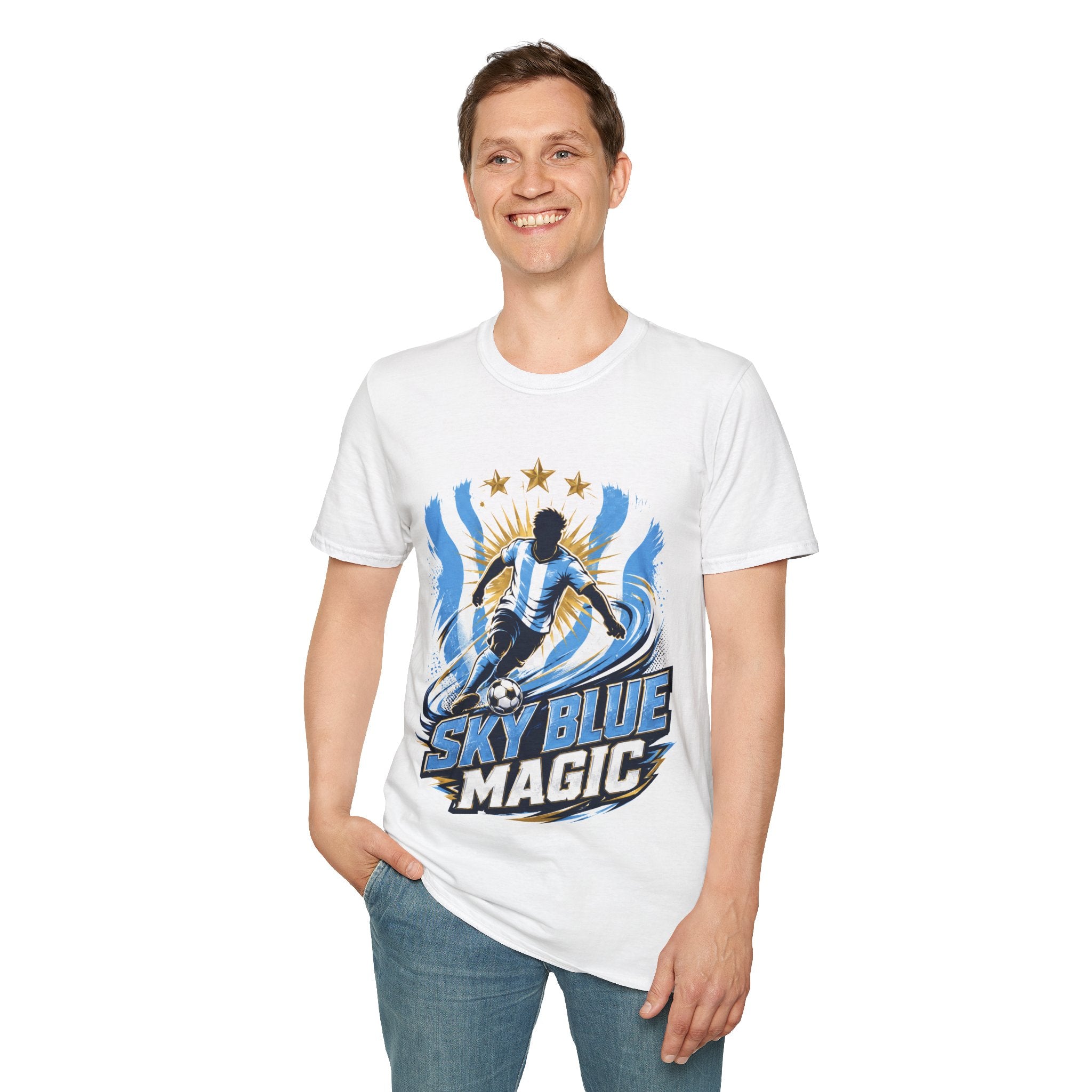 Argentina Sky Blue Magic Soccer T-Shirt — Argentinian Football Player Graphic Tee