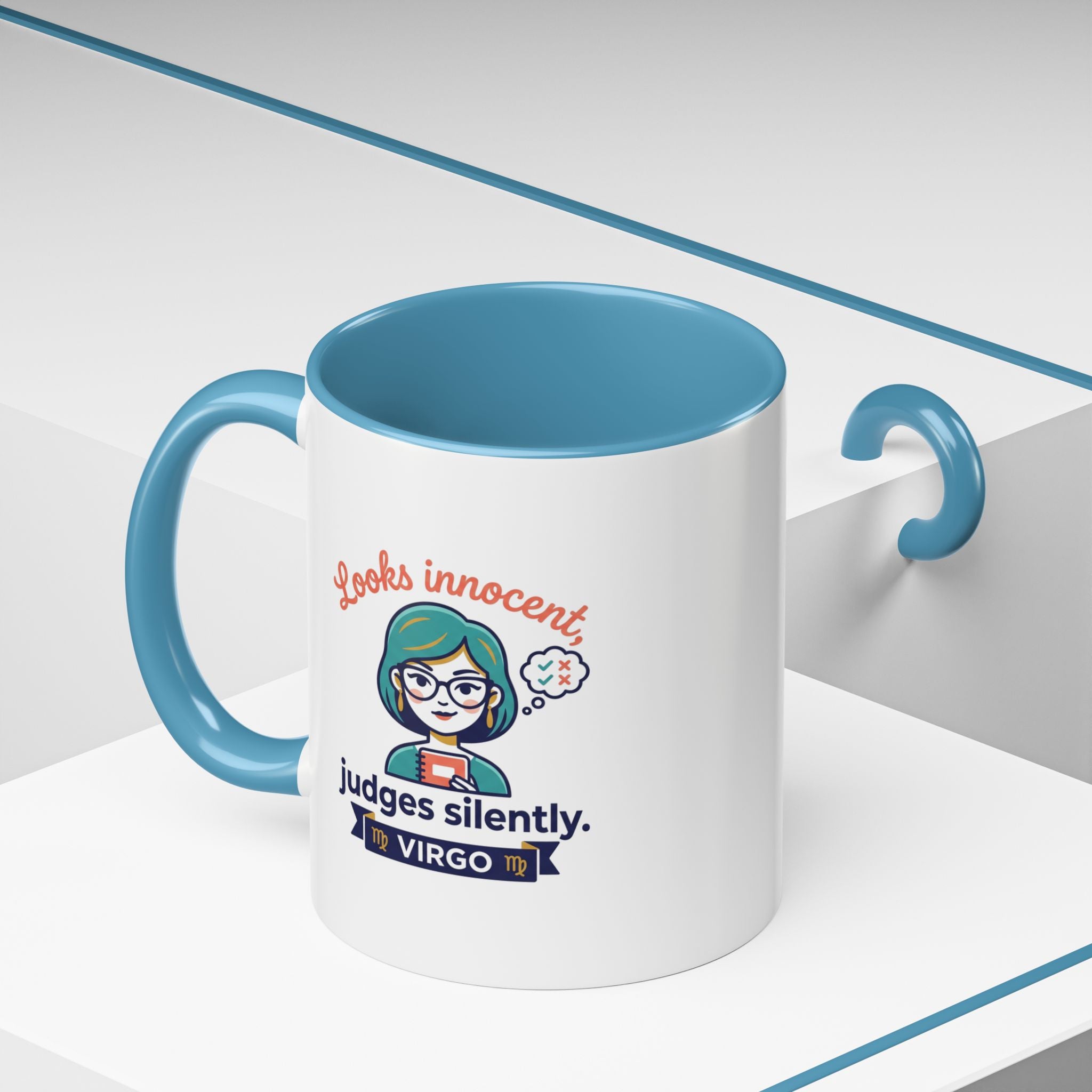 Virgo Accent Coffee Mug - "Looks Innocent, Judges Silently" Zodiac Astrology Gift