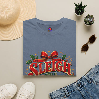 Christmas T-Shirt — "Sleigh the Day" Holiday Graphic Tee
