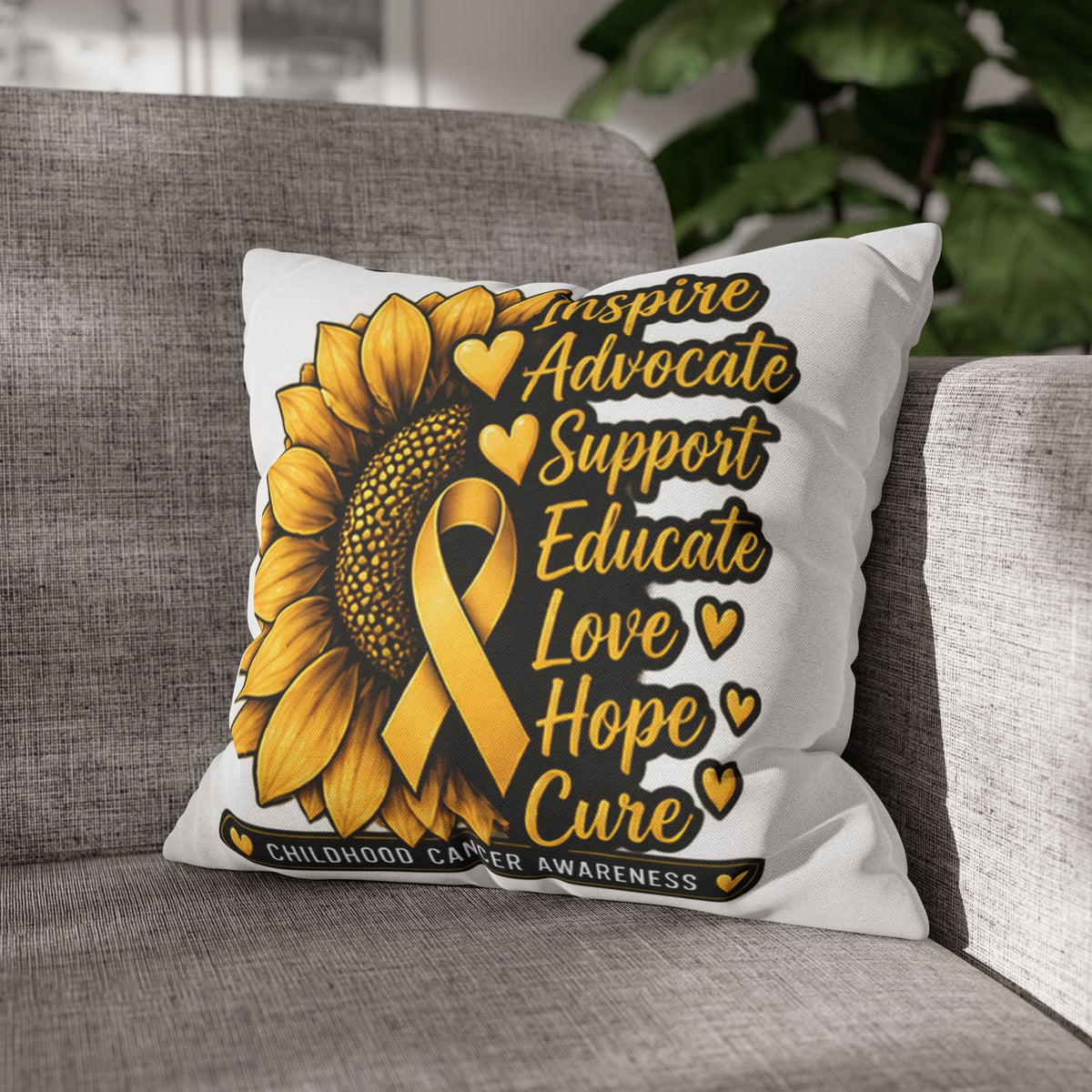 Childhood Cancer Awareness Sunflower Support Pillowcase