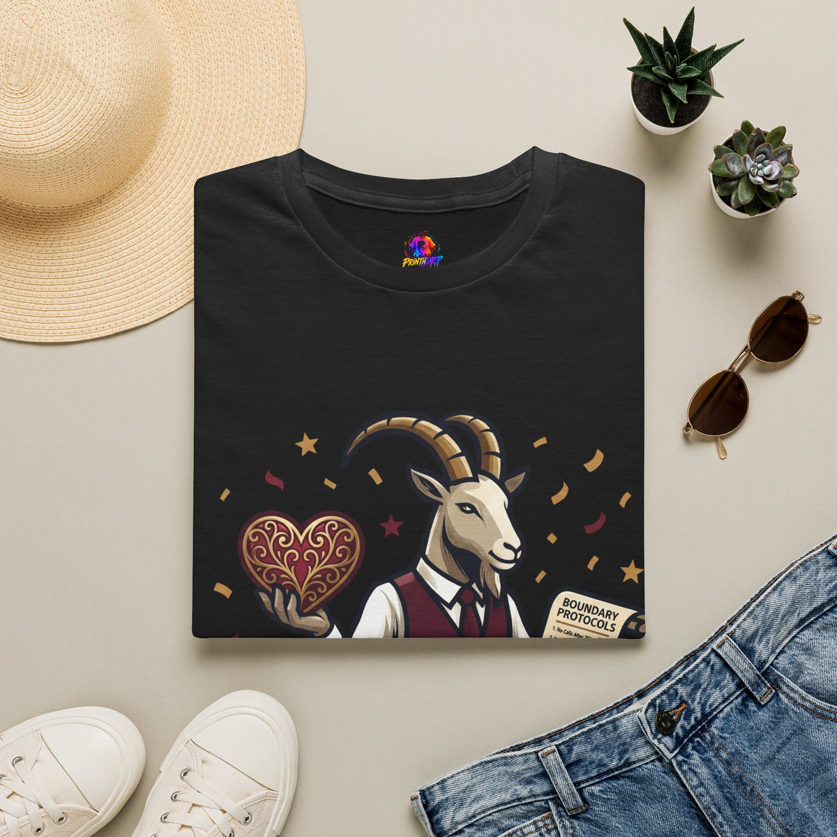 Capricorn T-Shirt — "Setting Boundaries is My Love Language" Zodiac Goat Tee