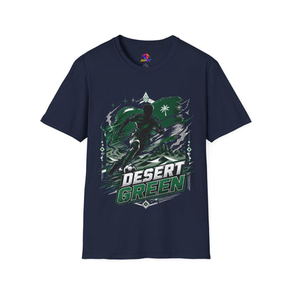 Saudi Arabia Desert Green Soccer T-Shirt — Silhouette Player Graphic