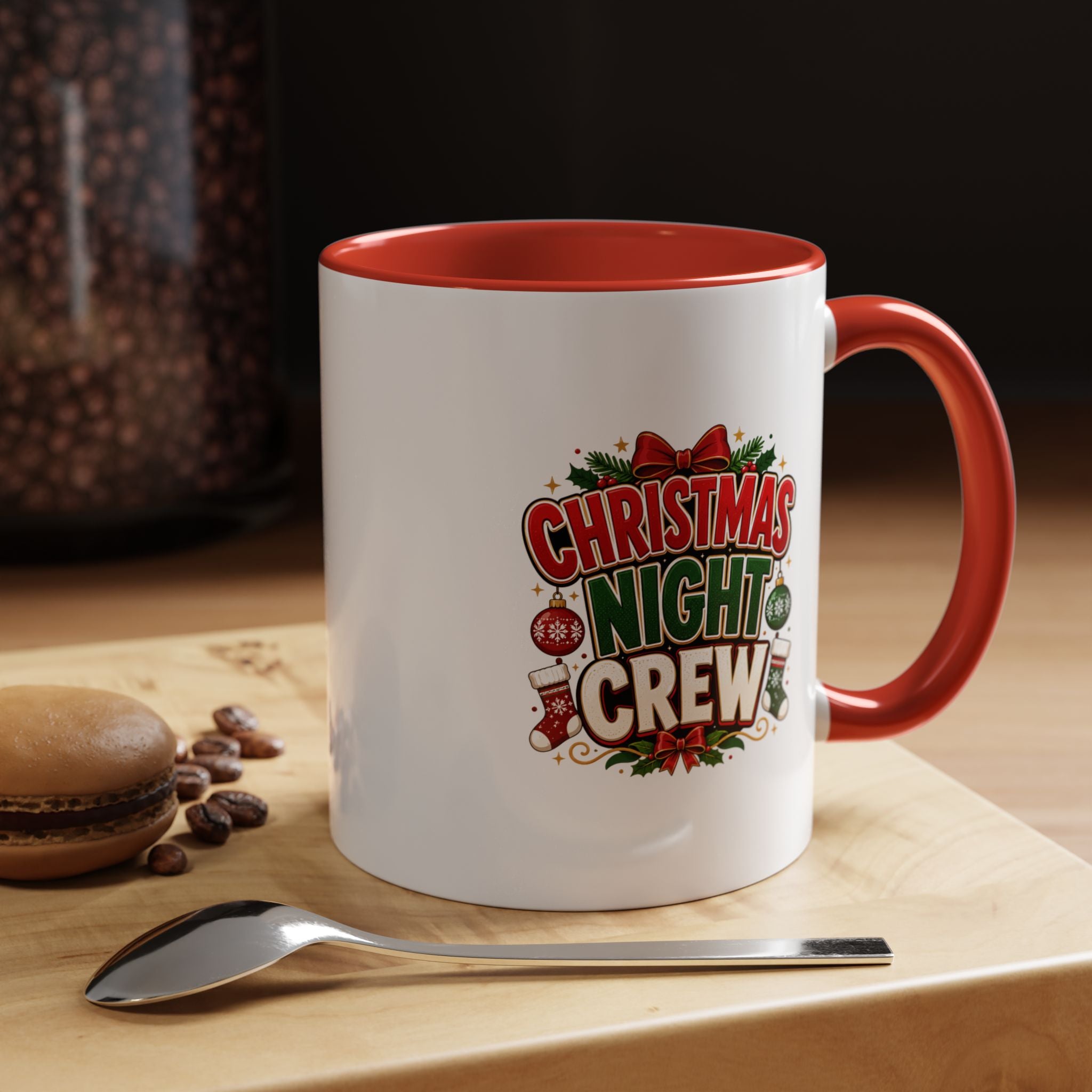 Christmas Night Crew Accent Coffee Mug – Festive Holiday Coffee Cup