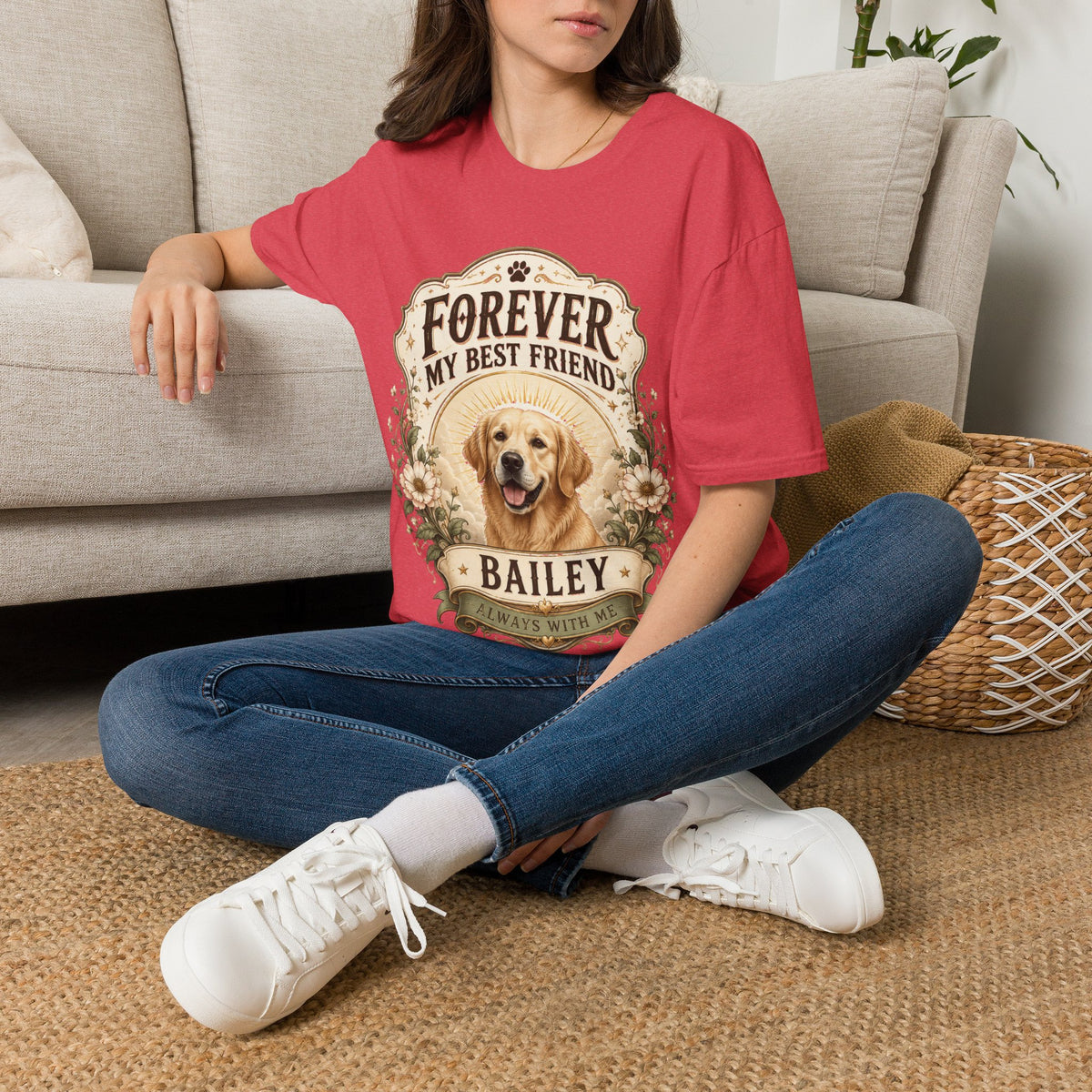 Dog Memorial T-Shirt — "Forever My Best Friend" Personalized Pet Tribute Tee