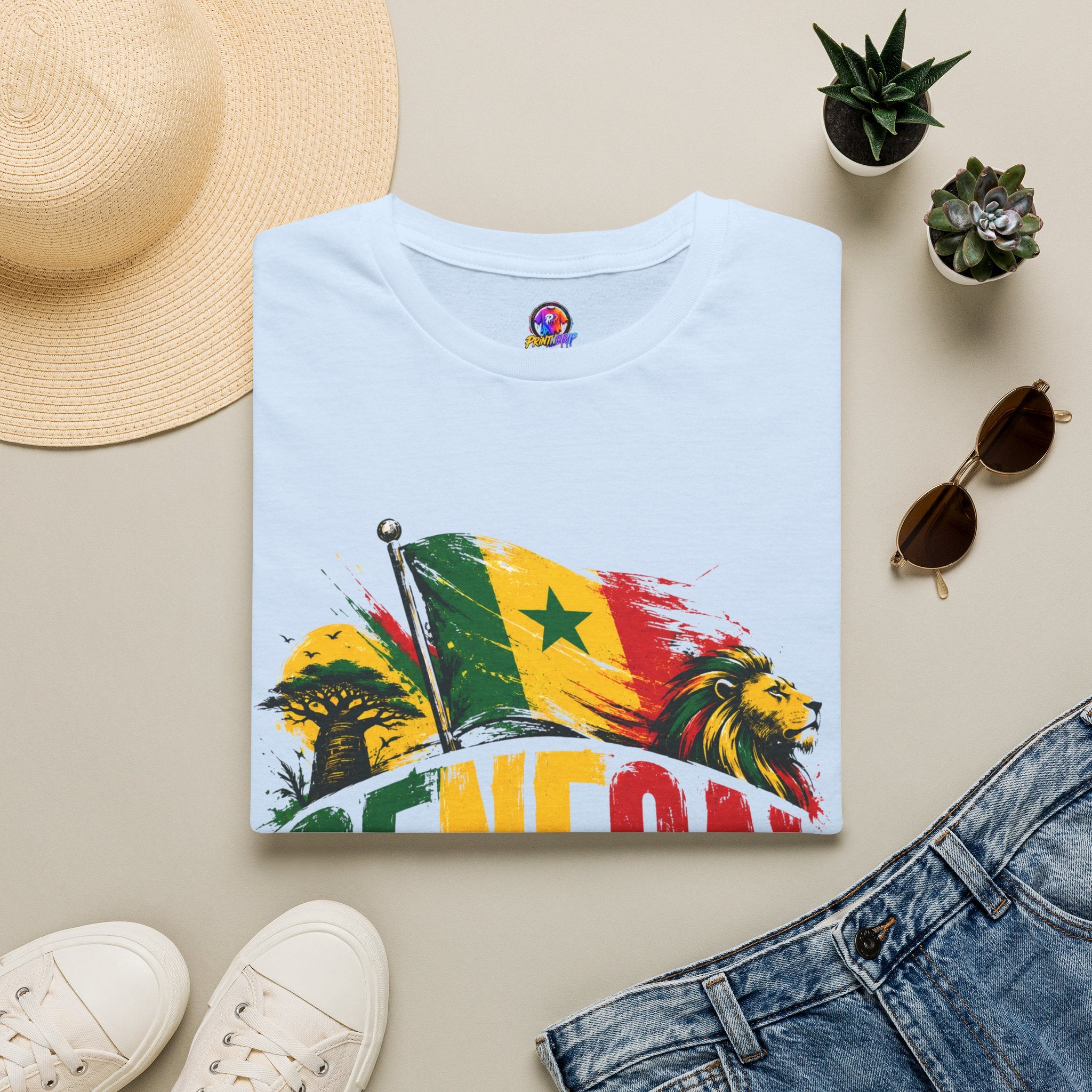 Senegal Flag Soccer T-Shirt — Lion & Football Pride Tee