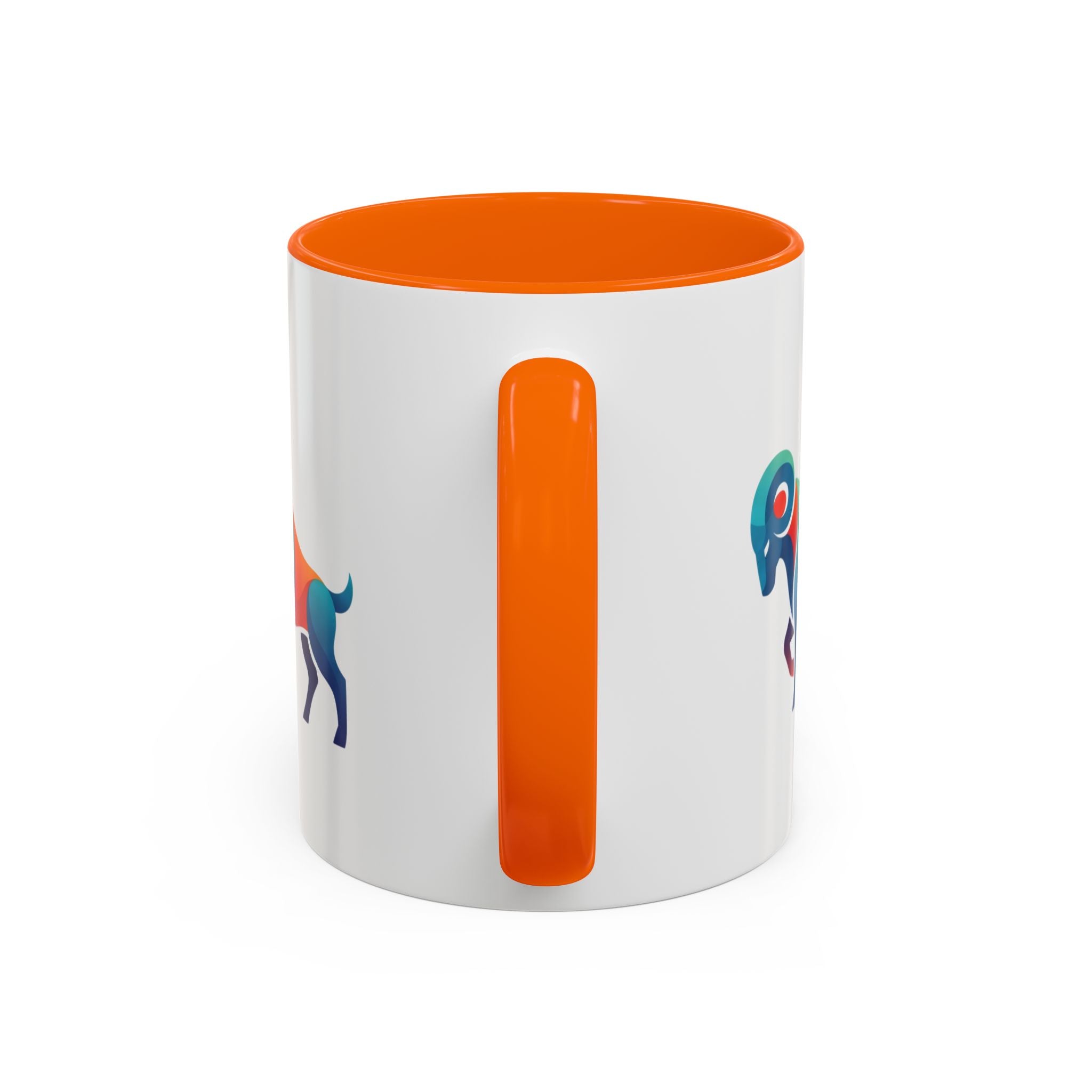 Colorful Ram Accent Coffee Mug — Geometric Zodiac Aries Design