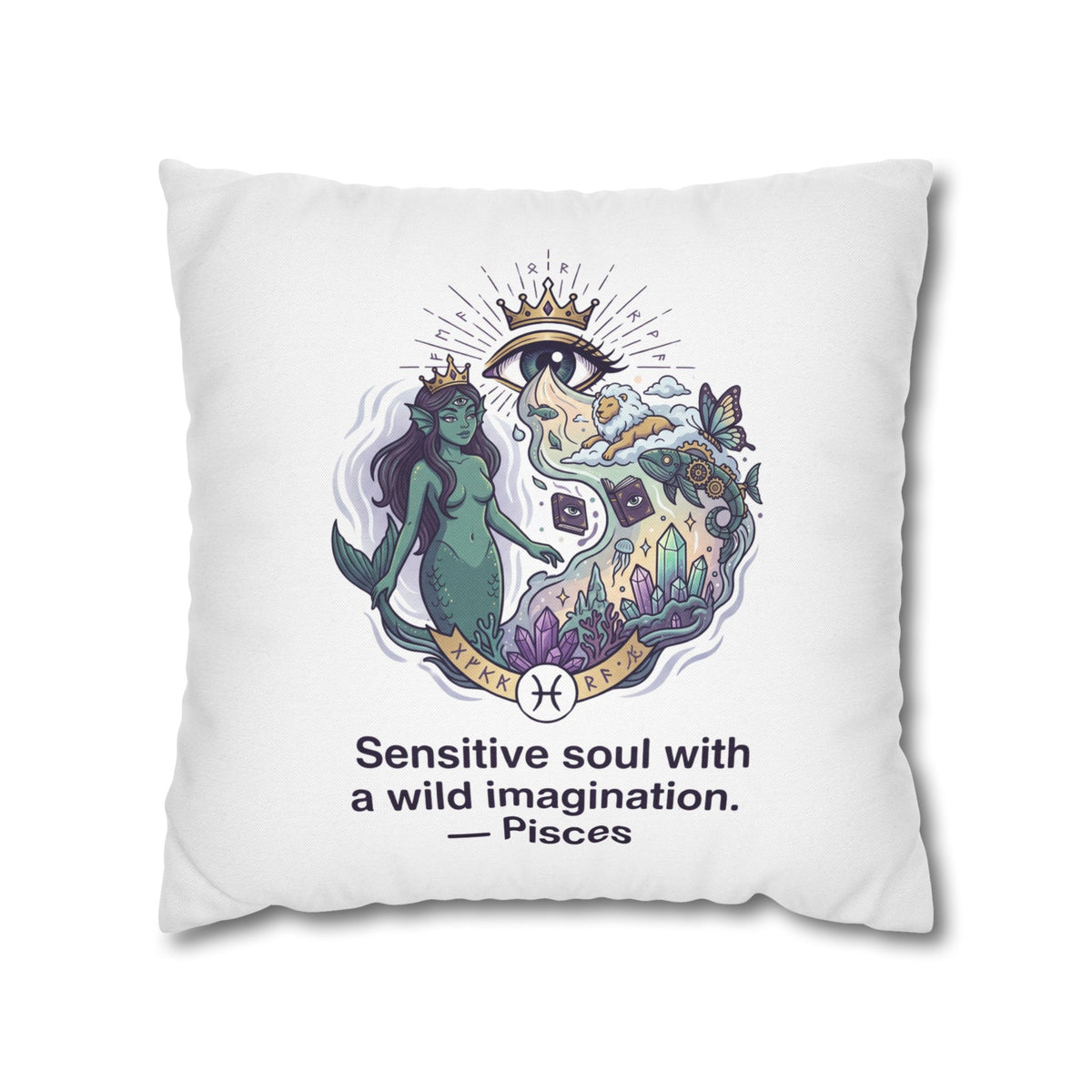 Pisces Zodiac Pillowcase — "Sensitive soul with a wild imagination" Decorative Throw Pillow Cover