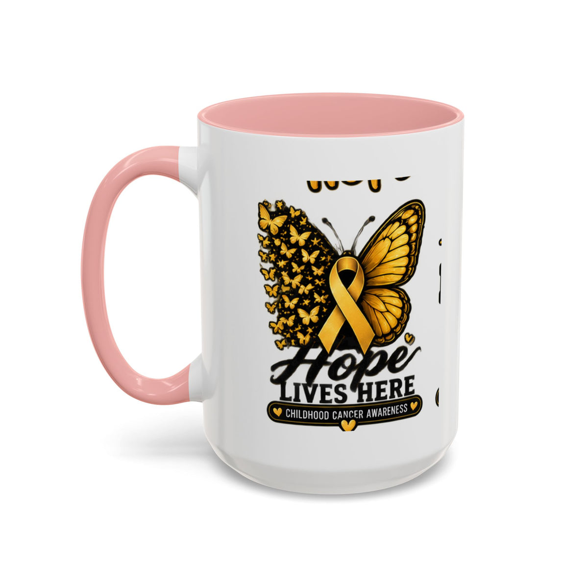 Children’s Cancer Awareness Accent Coffee Mug — "Hope Lives Here" (11/15oz)