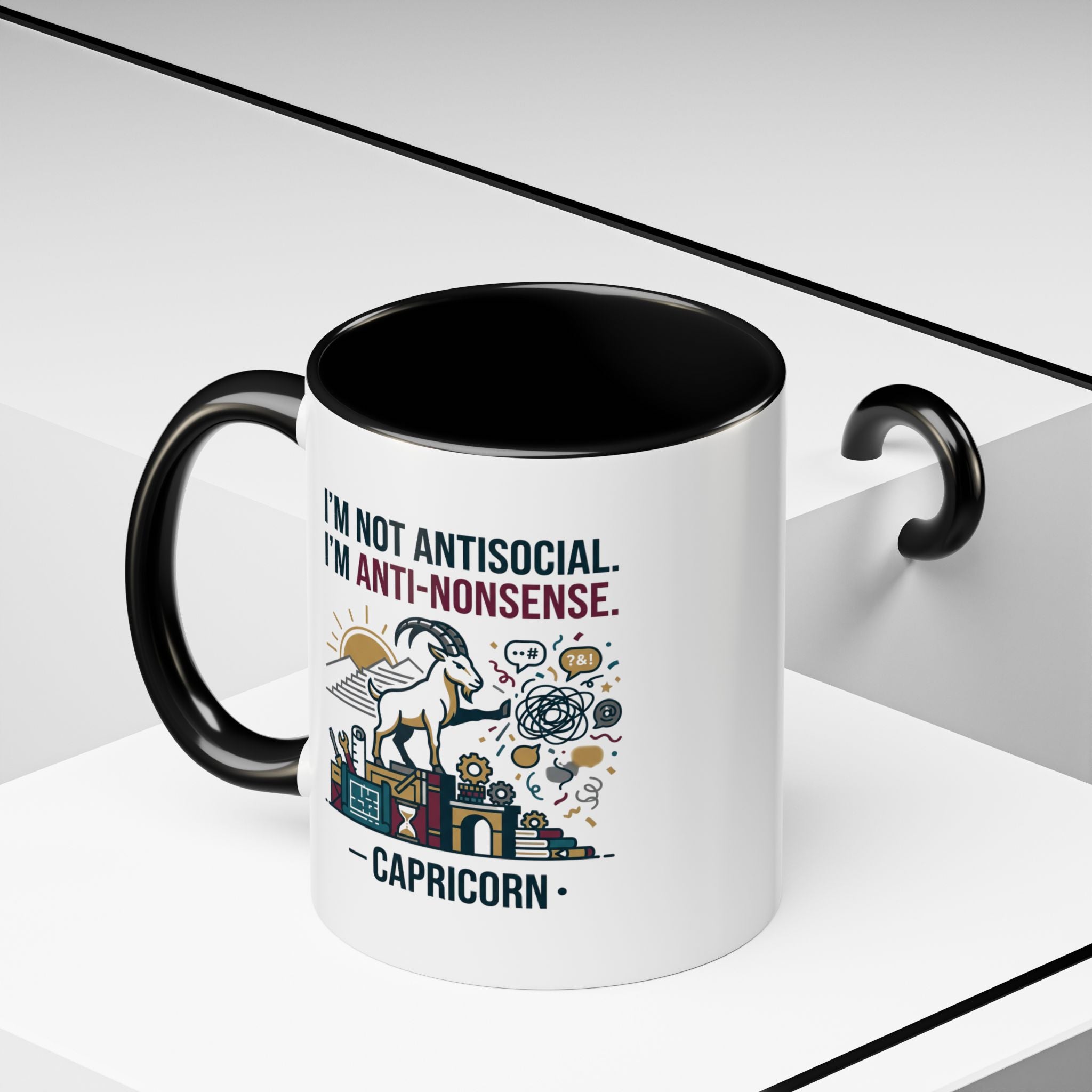 Capricorn Coffee Mug — "I'm Not Antisocial, I'm Anti-Nonsense" Accent Mug