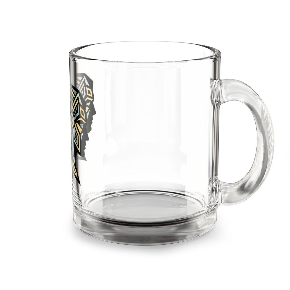 Gemini Geometric Elephant Glass Mug — 10oz Tribal-Inspired Animal Coffee Cup