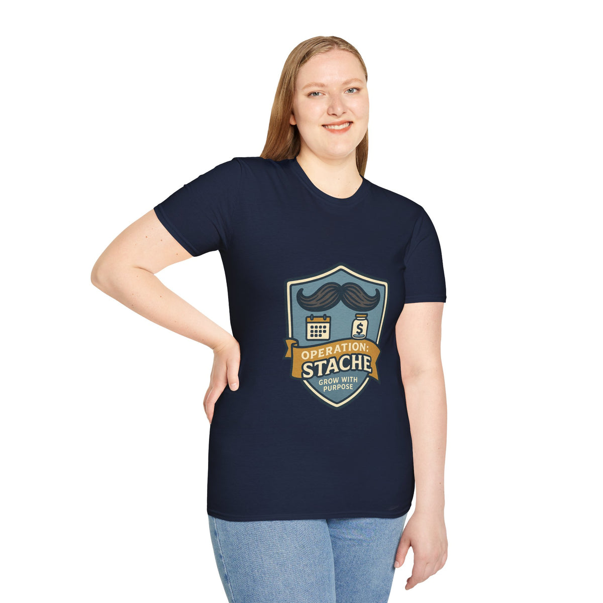 Mustache Badge T-Shirt — Stache Crest Graphic Tee - Trending Now - October 2026