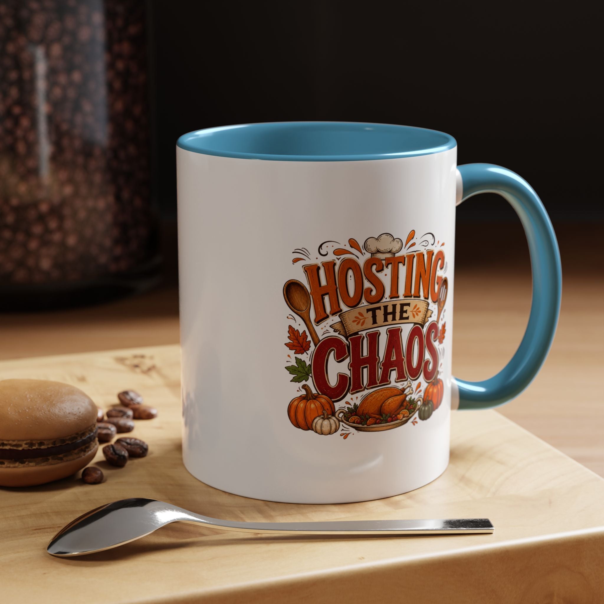 Thanksgiving Mug Hosting the Chaos Accent Coffee Mug — Thanksgiving Pumpkin Fall Kitchen Gift