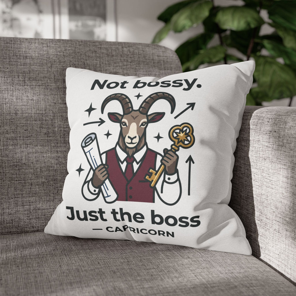 Capricorn Pillowcase — “Not Bossy, Just the Boss” Zodiac Gift