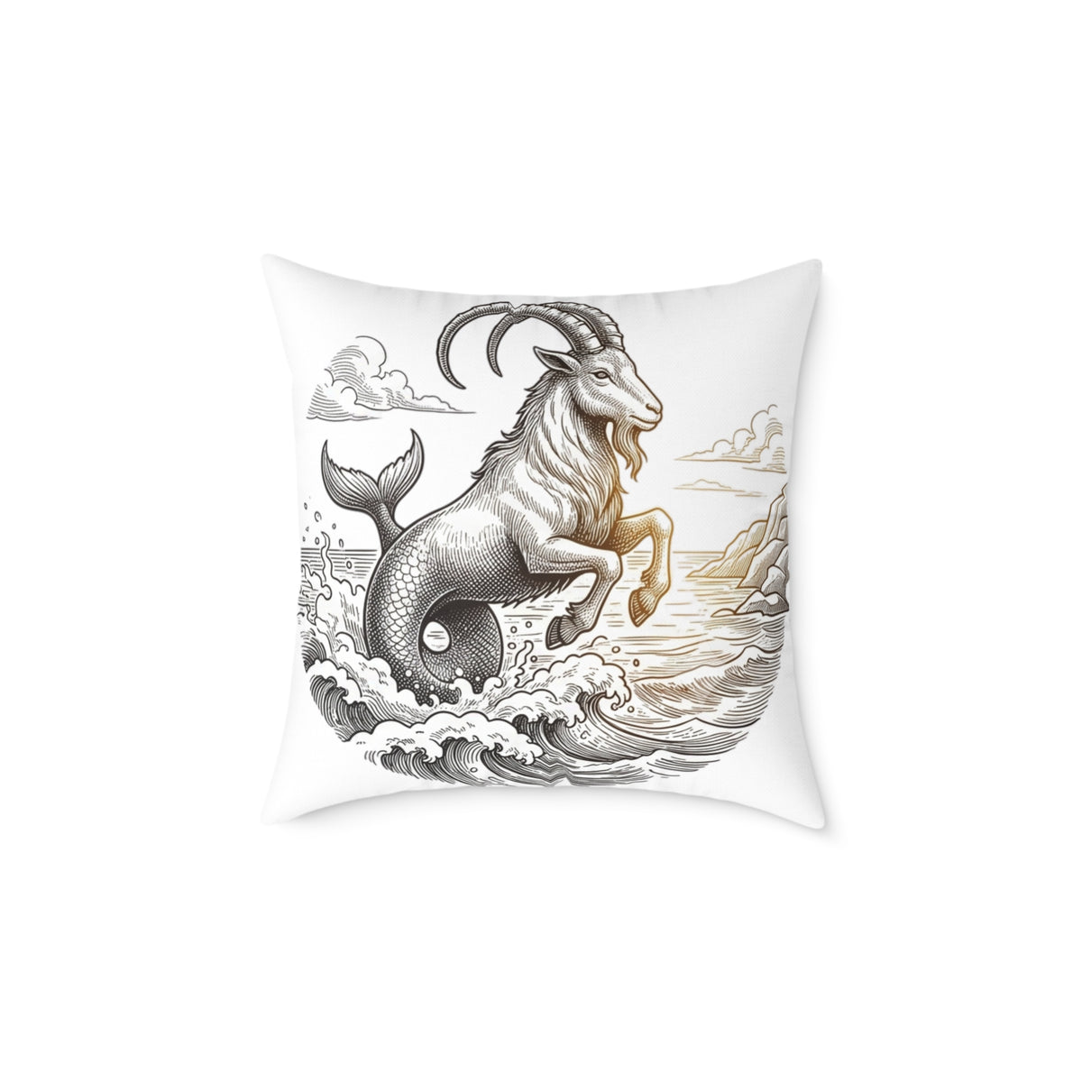 Capricorn Sea-Goat Decorative Pillow — Zodiac Mythology Throw Pillow