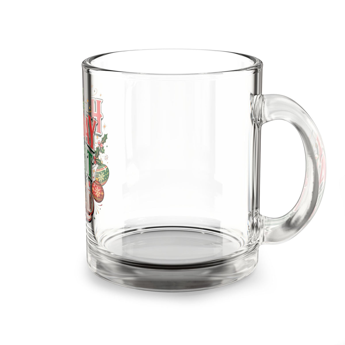 Christmas Glass Mug 10 oz Holiday Spirit Squad Glass Mug — 10oz Festive Christmas Coffee Cup