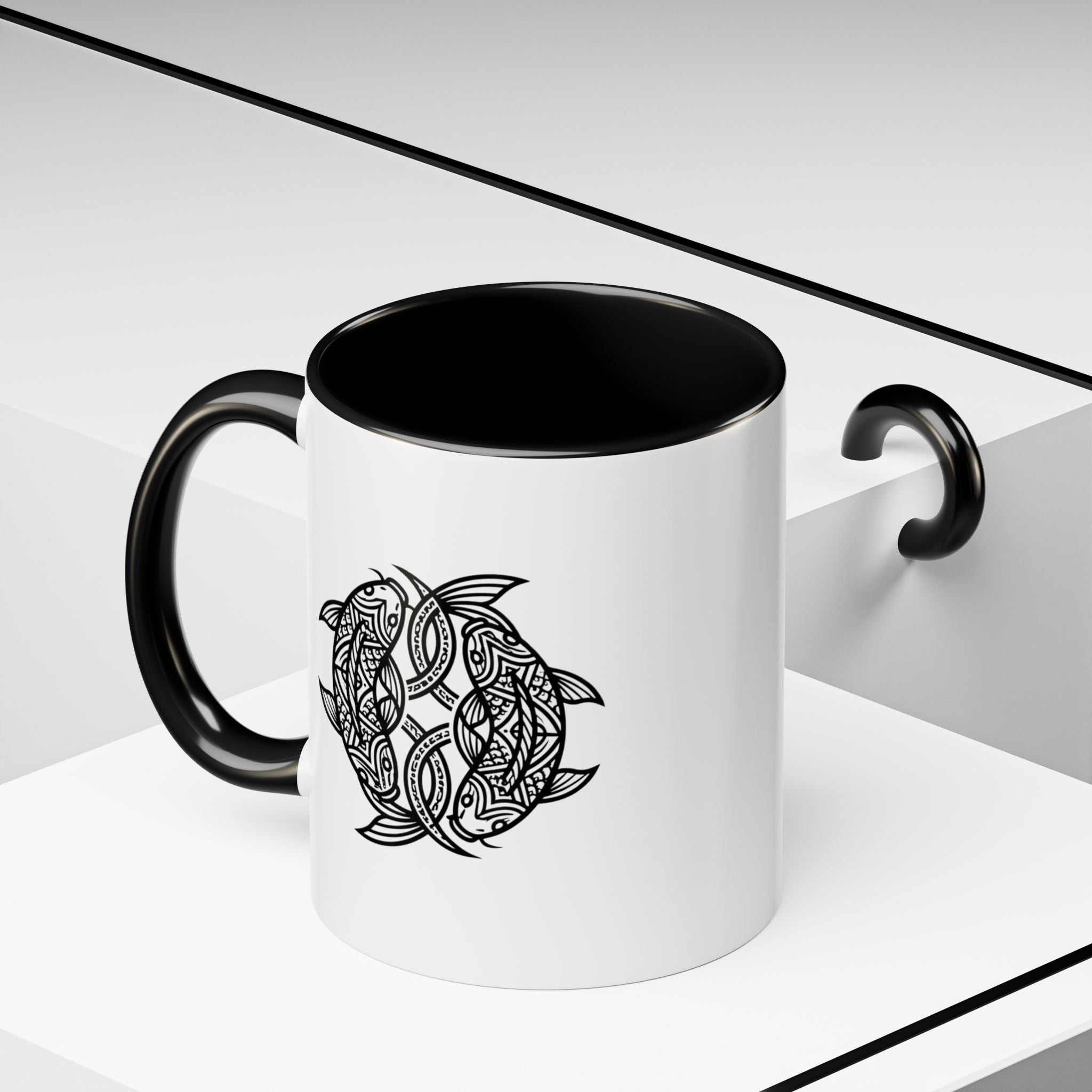 Celtic Knot Dolphin Coffee Mug — Black Accent Ceramic Mug