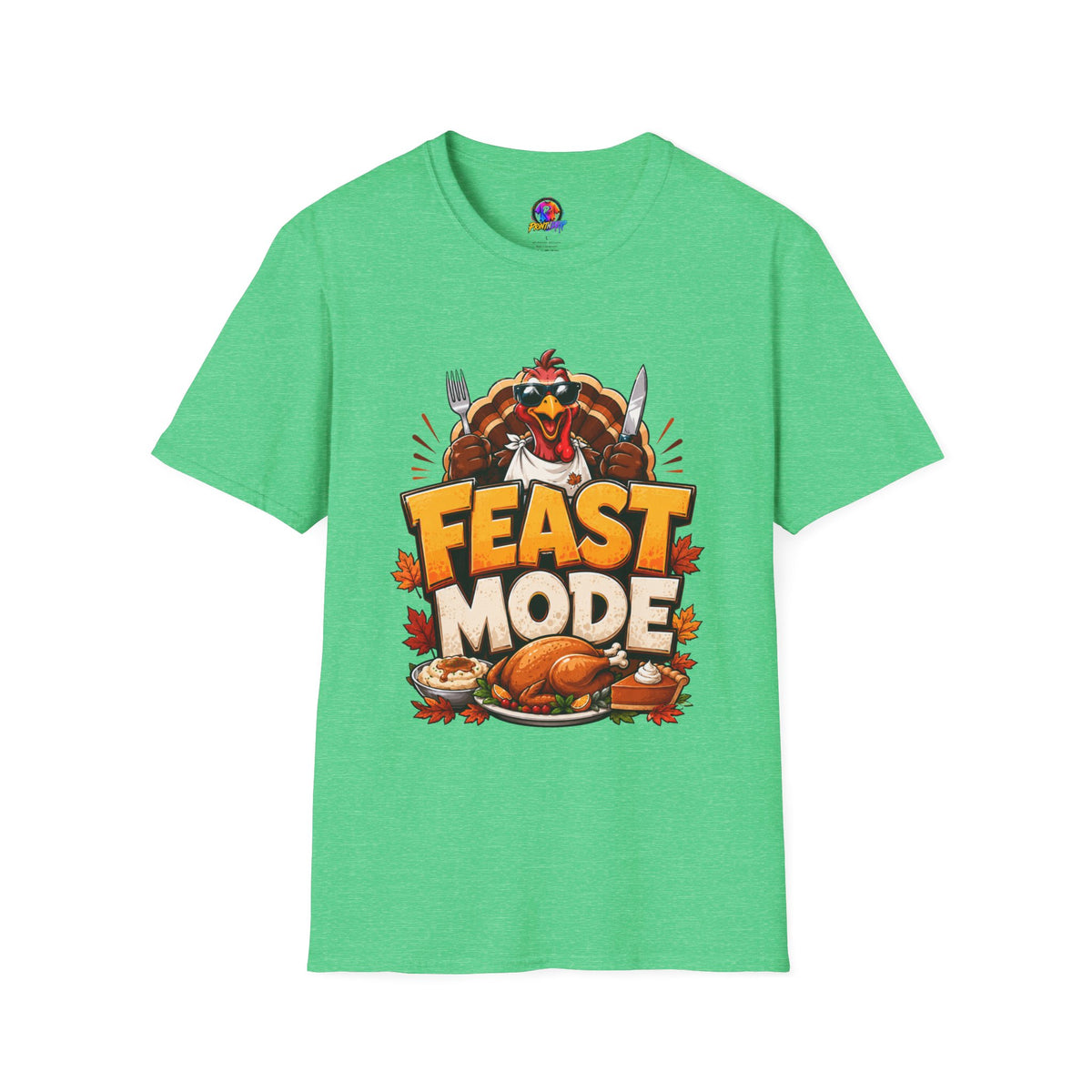 Thanksgiving T-Shirt Feast Mode T-Shirt — Funny Thanksgiving Turkey Graphic Tee