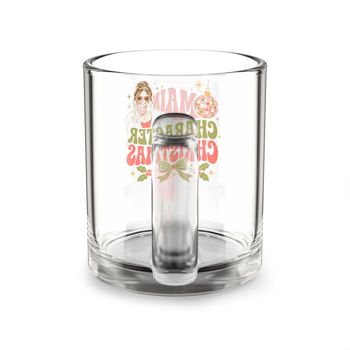 Modern Day Christmas Glass Mug  10oz Glass Mug — Merry Character Christmas Retro Holiday Coffee Cup
