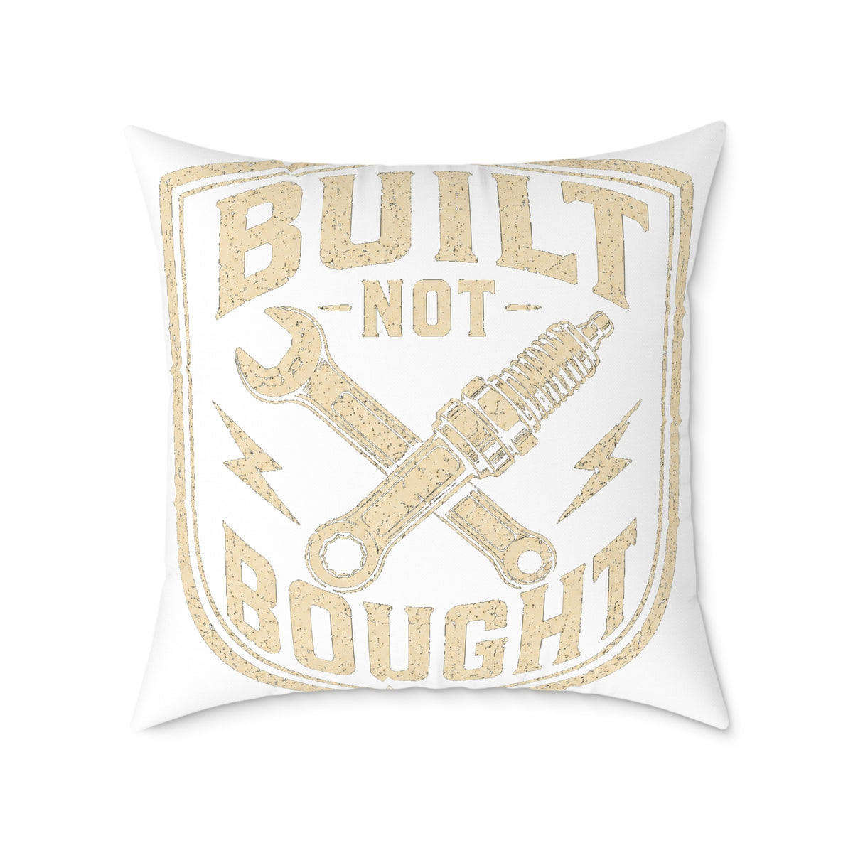 Built Not Bought Square Pillow Milo Bailey Dog Dad Mom — Mechanic Workshop Decor Accent