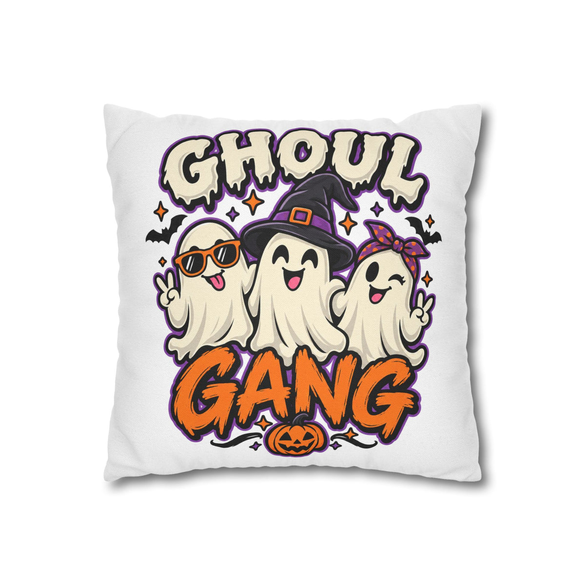 Ghoul Gang Halloween Throw Pillowcase — Cute Ghosts Decorative Pillow Cover